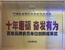 中国社会福利与养老服务协会百家品牌会员单位创新成果奖